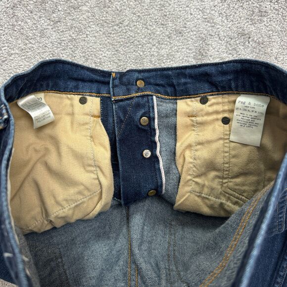 Rag & Bone Standard Issue Fit 2 Slim Selvedge Denim Jeans Mens 30 Button Fly L27 - Picture 10 of 16